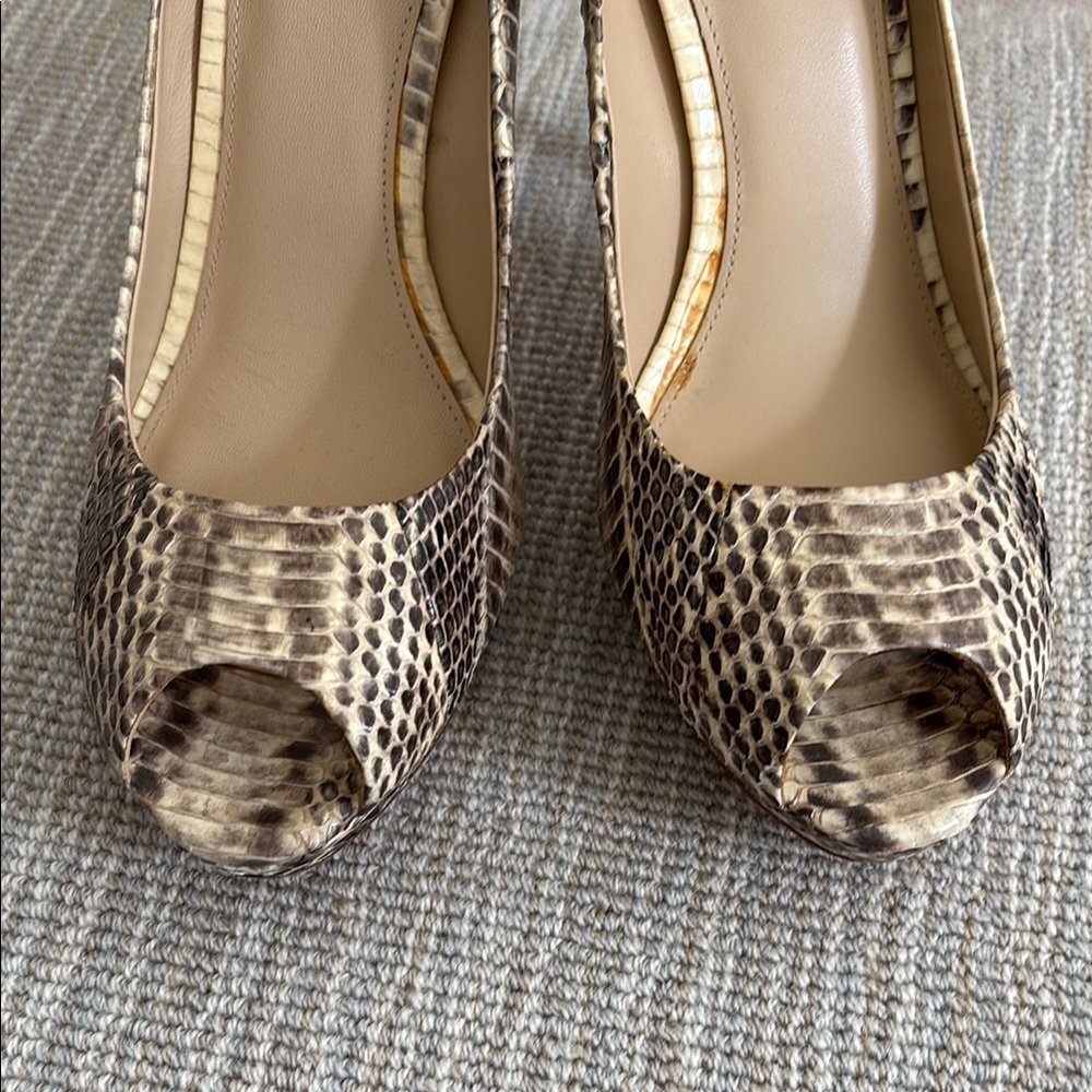 Coach Beige Snakeskin Heels - Picture 3 of 5